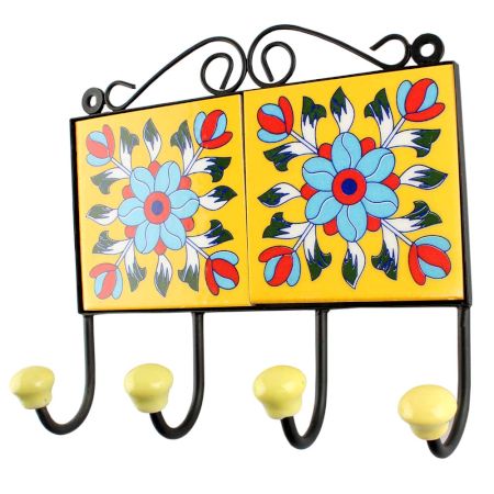 Turquoise Sonflower Ceramic Tiles Hook